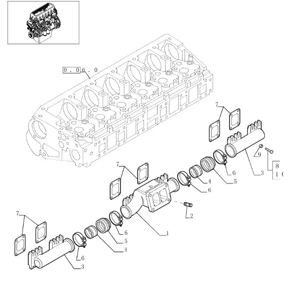 504046507 - Коллектор выпускн. центральн. ДВС Cursor13 T9/St., CR, Str., Tr. до 14г.в.